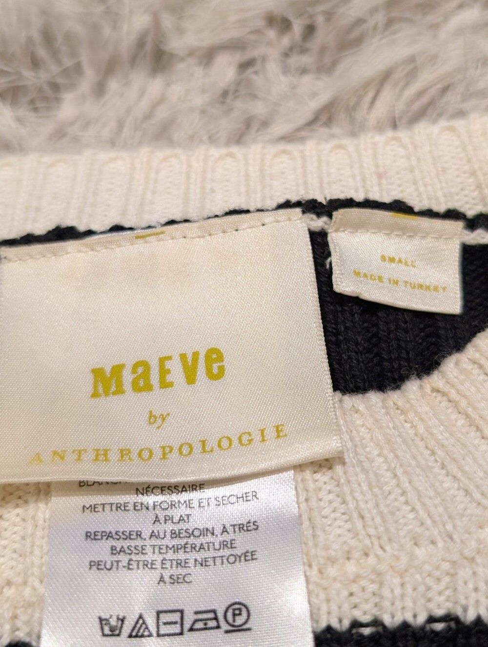 Anthropologie Maeve Striped Black and White Cropped Shrug Sweater - Picture 3 of 4